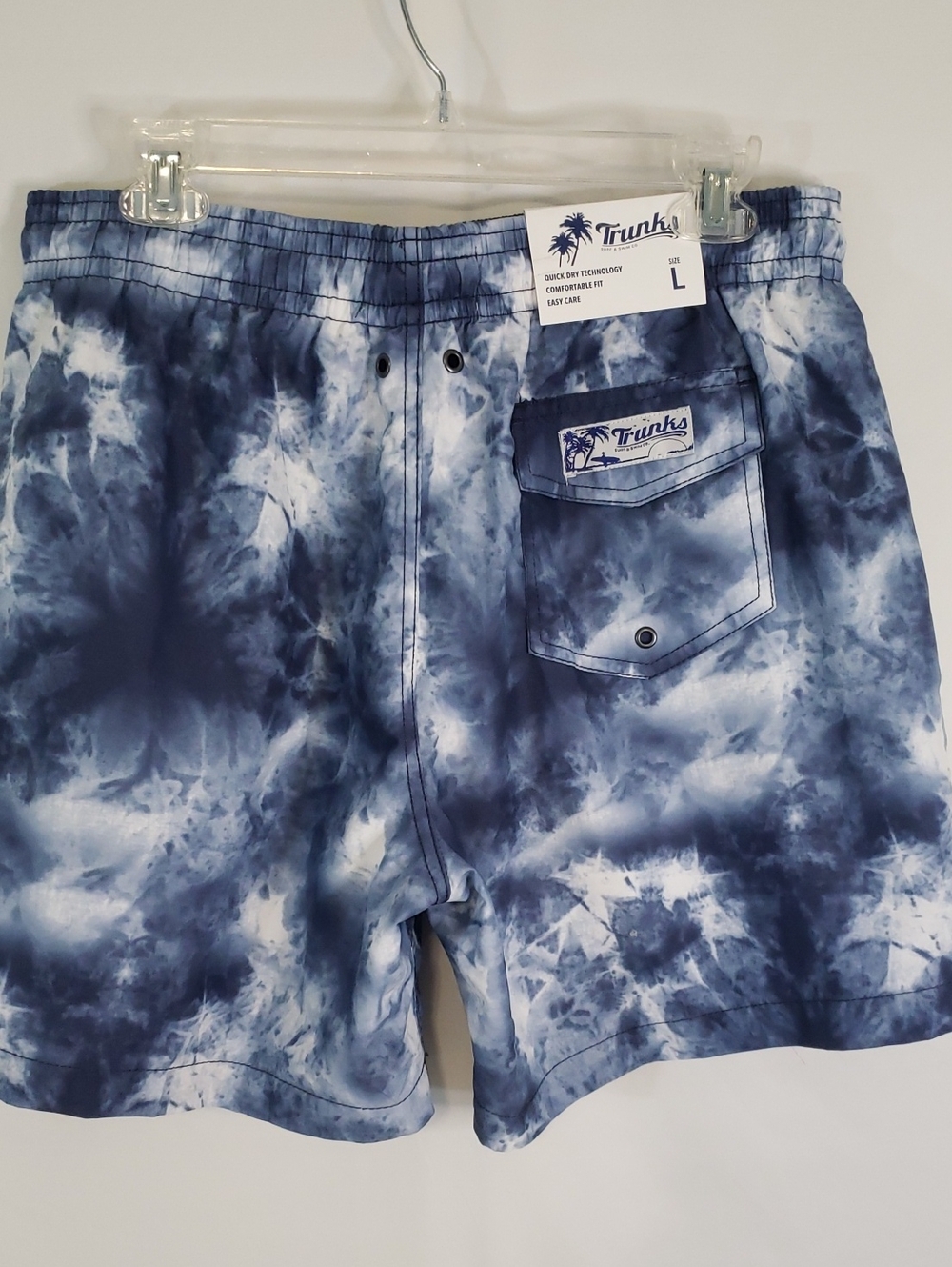 Trunks Blue Marble Tie Dye Sano Short Swim Trunks, Large - Picture 3 of 8